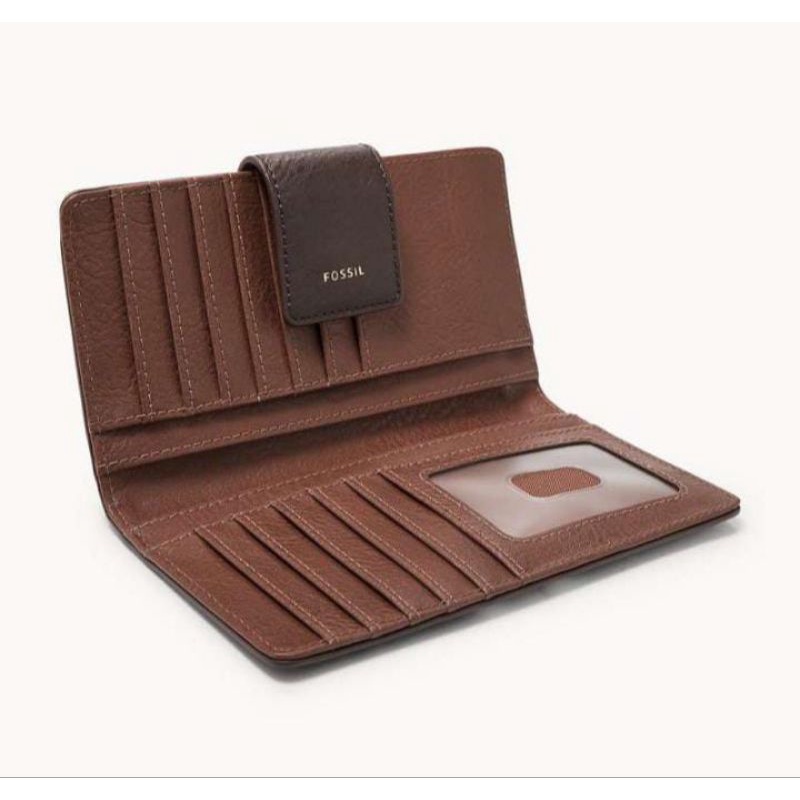 Dompet wanita fossil logan RFID Tab - Brown/Black SL7827199 Ori