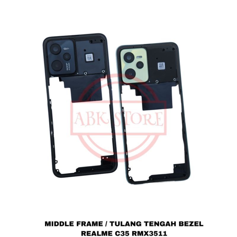 TUTUP MESIN TULANG TENGAH BEZZEL BAZZEL FULLSET RING KACA KAMERA REALME C35 ORIGINAL