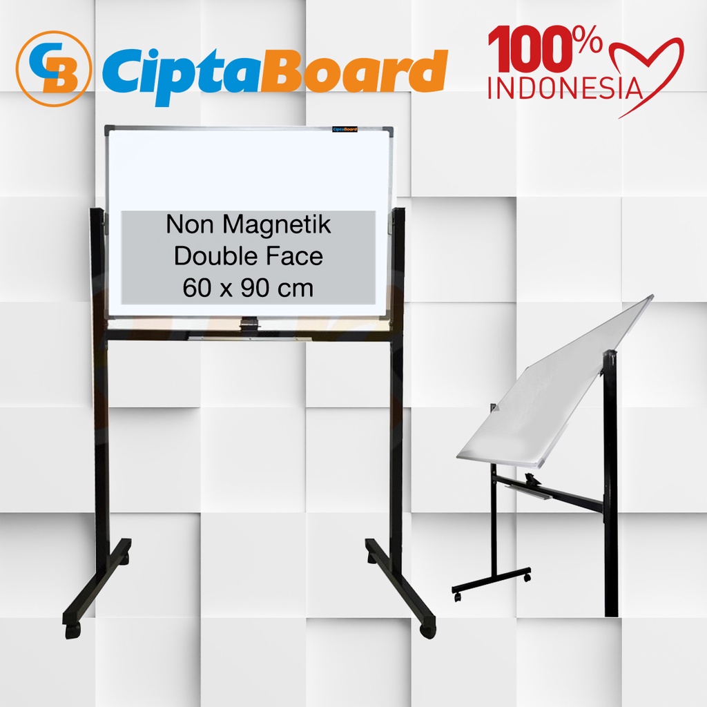 

Whiteboard / Papan tulis / Papan board / Mading / Whiteboard Stand Doubleface Non Magnet 60 x 90 cm