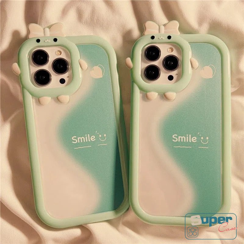 Case Samsung A32 A04 A14 A04E A12 A23 A50s A30s A22 A03 A52s A31 A13 A03s A53 A52 A53 A51 M22 A21s A33 A73 A02s A04s A11 A71 M32 Lembut Kartun Smile 3D Bow Little Monster Lens Case
