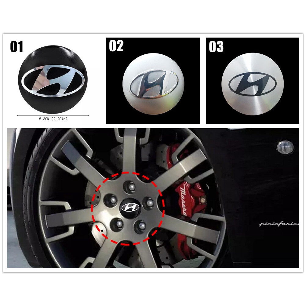 Xuming 4Pcs / Set Stiker Emblem Logo Hyundai 56mm Untuk Hub Tengah Velg Mobil