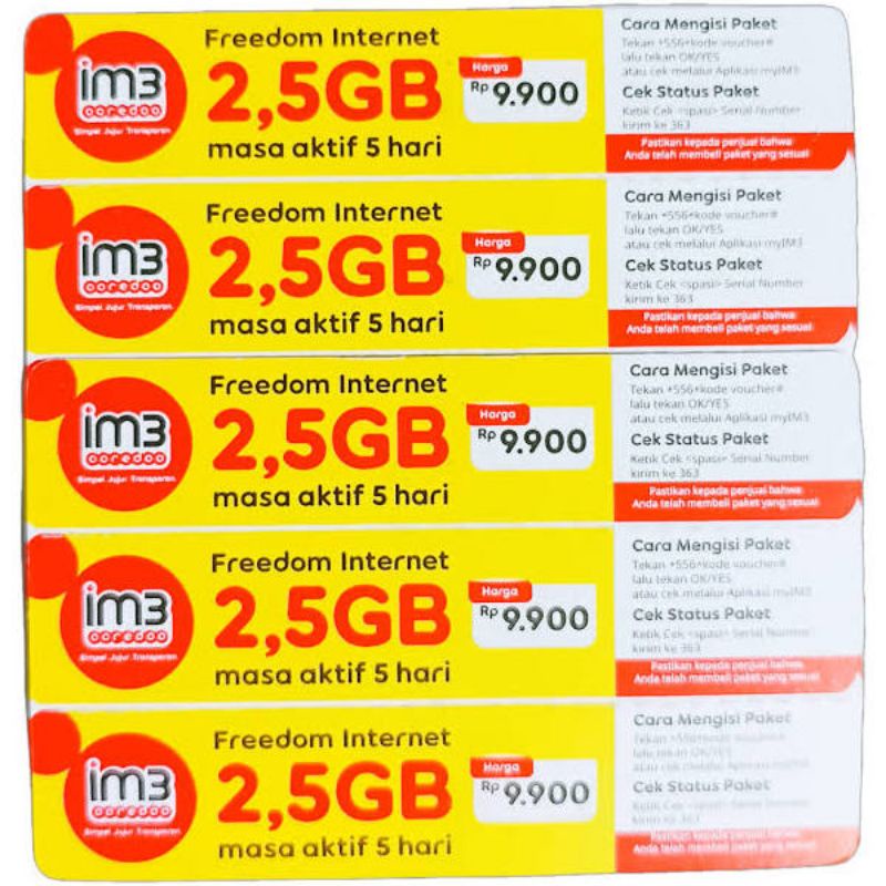 VOUCHER INDOSAT 2,5GB 5HARI