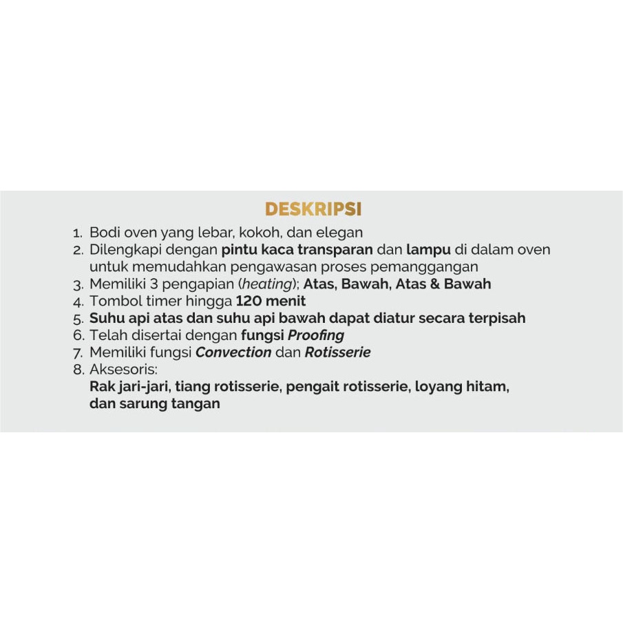 OVEN SIGNORA GALAXY NEW 75 Liter + Hadiah Kategori 6 + Buku Resep