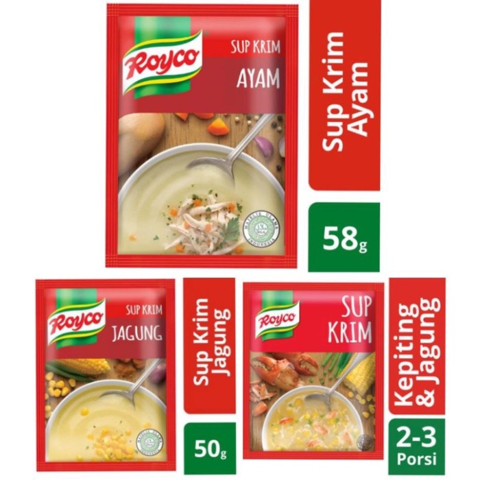 

Royco Sup Krim Ayam / Jagung / Kepiting Jagung