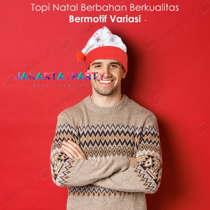 Topi Natal Motif Kristal Es / Topi Christmas / Topi Xmas