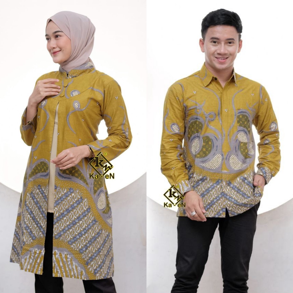 Tunik Batik Couple Modern M L XL XXL Atasan Batik Kerja Kantor Wanita Kemeja Batik Pria Seragam Batik Modern