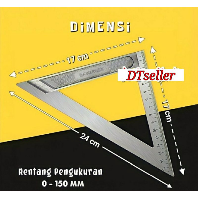 

Penggaris Segitiga Siku Aluminium Stainless Triangle Ruler MULTIFUNGSI - 15 cm