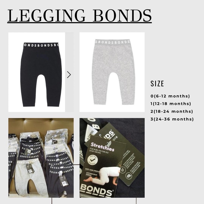 BONDS 100% ORIGINAL NEW - STRETCHIES LEGGING BONDS BABY