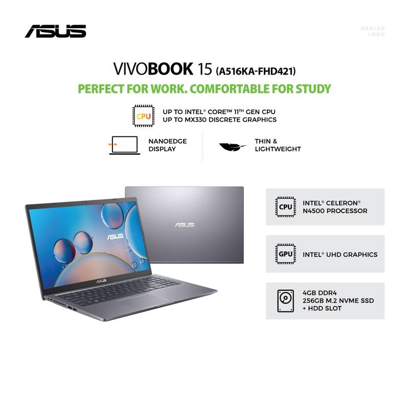 Asus A516KA-FHD421/422 N4500/4GB/256G /FHD/WIN 11/15,6"