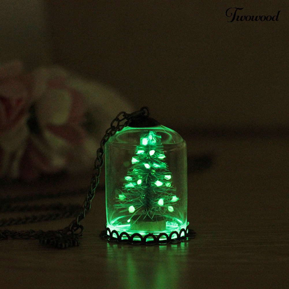 Kalung Liontin Pohon Natal Luminous Bahan Kaca Untuk Unisex