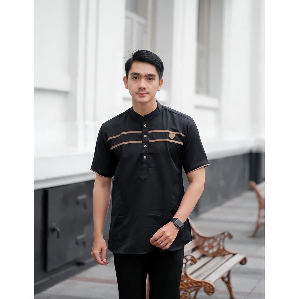 Baju Koko Kurta Lengan Pendek Baju Koko Fashion Muslim Pria Dewasa Terbaru Bahan Toyobo