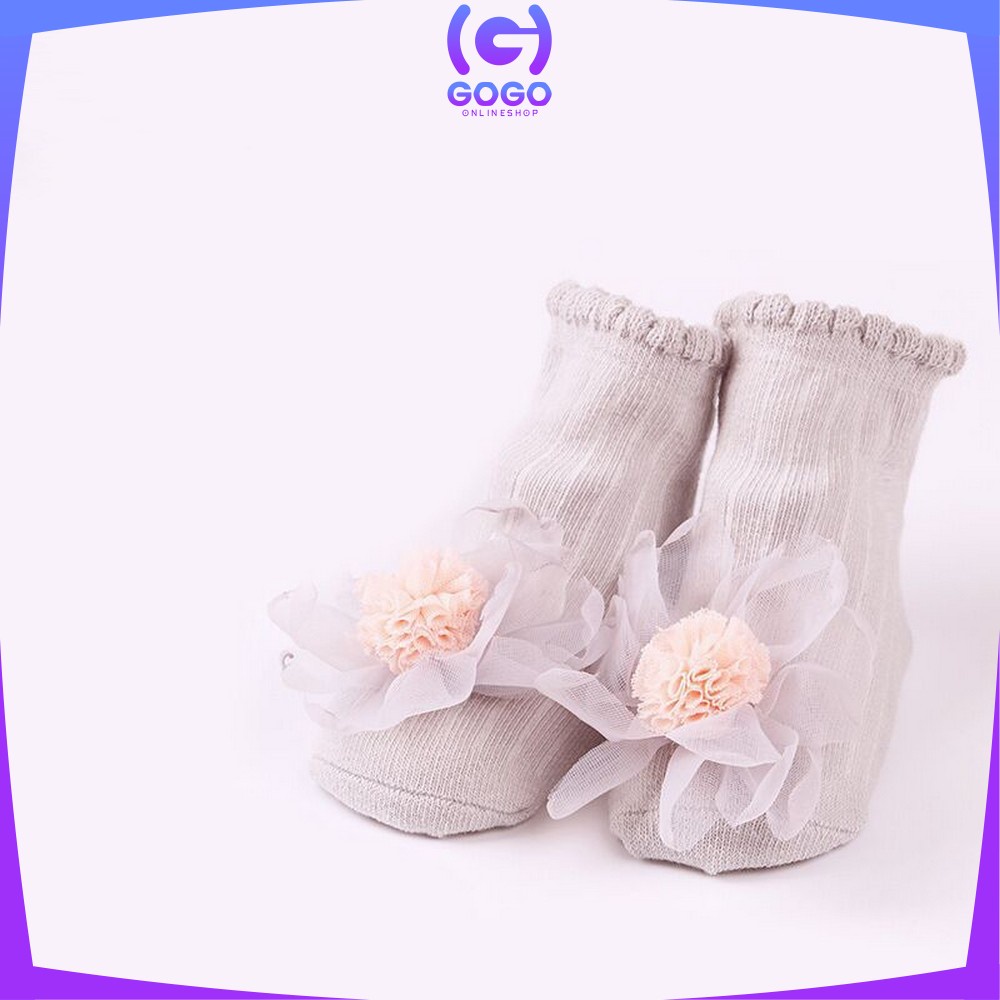 GOGO-P218 Kaos Kaki Anak Bayi Perempuan Antislip Motif Bunga / Kaus Kaki Baby Motif Timbul Socks Anti Slip