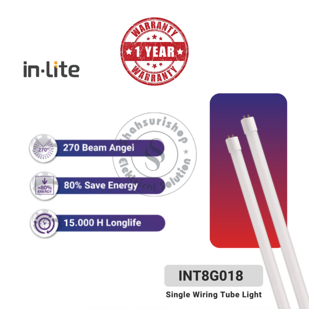 IN-LITE INT8G018 18 WATT 18W TL LED TUBE LIGHT NEON T8 120CM