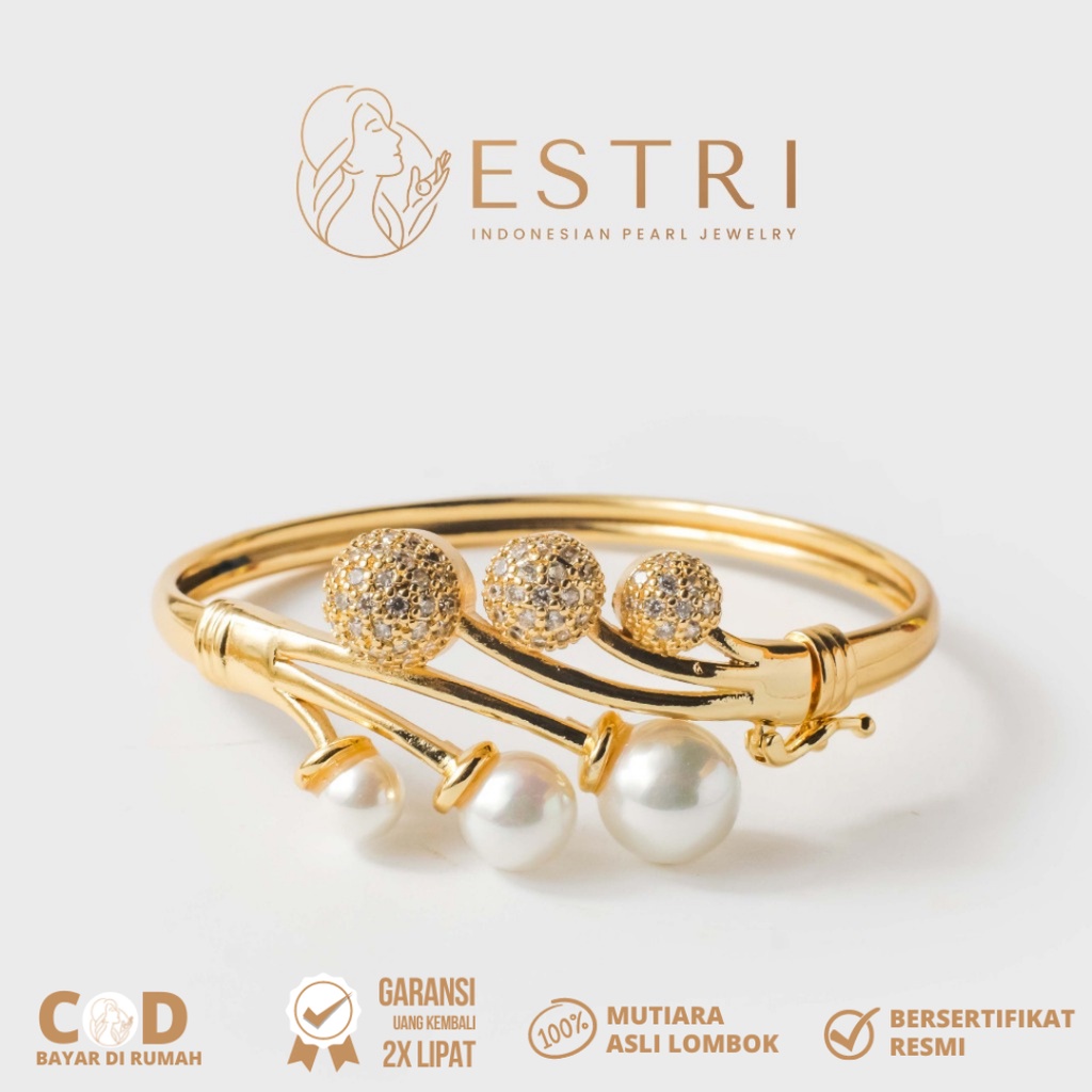 ESTRI GELANG TANGAN KAQU PERHIASAN WANITA MUTIARA LOMBOK ASLI PREMIUM BERGARANSI DAN BERSERTIFIKAT