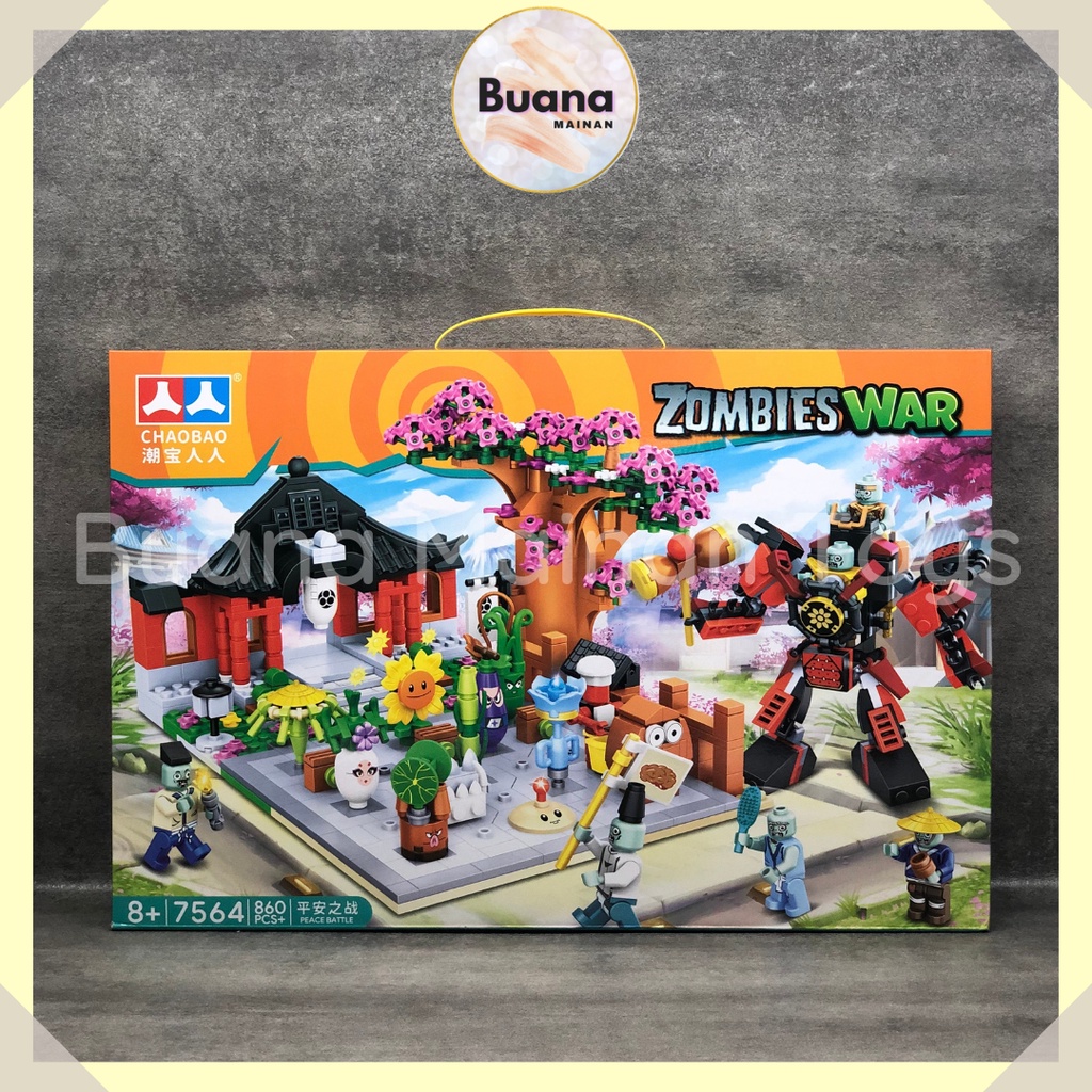 BRICKS CHAOBAO PLANT VS ZOMBIE WAR MAINAN EDUKASI ANAK COWO CEWE BLOCK BRICK GAME 7564