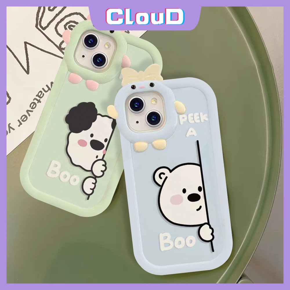 Case Pasangan Anak Anjing Beruang Kartun Lucu Samsung A04s A04E A32 A04 A14 A03 A13 A53 A52 A71 A50s A02s A21s A03s A73 A51 A52s A30s A23 A50 A22 A12 A11 A33 A31 Bow Mosnter Lens Soft Cover