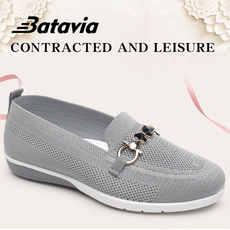 (COD)Batavia Shoes wanita flat rajut Sepatu slip-on kasual sepatu slip on murah perempuan sepatu A6 A163 A20