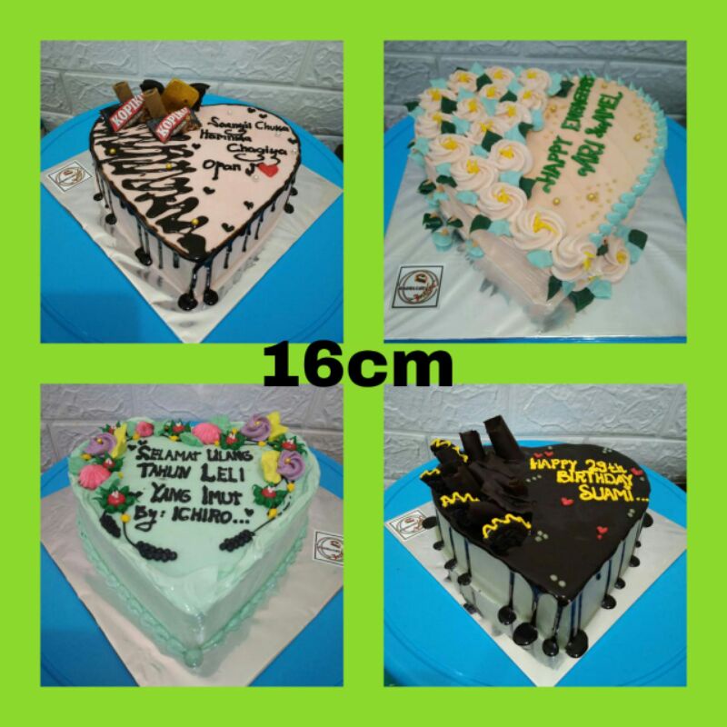 

kue ultah bentuk hati 16cm pilih dekore