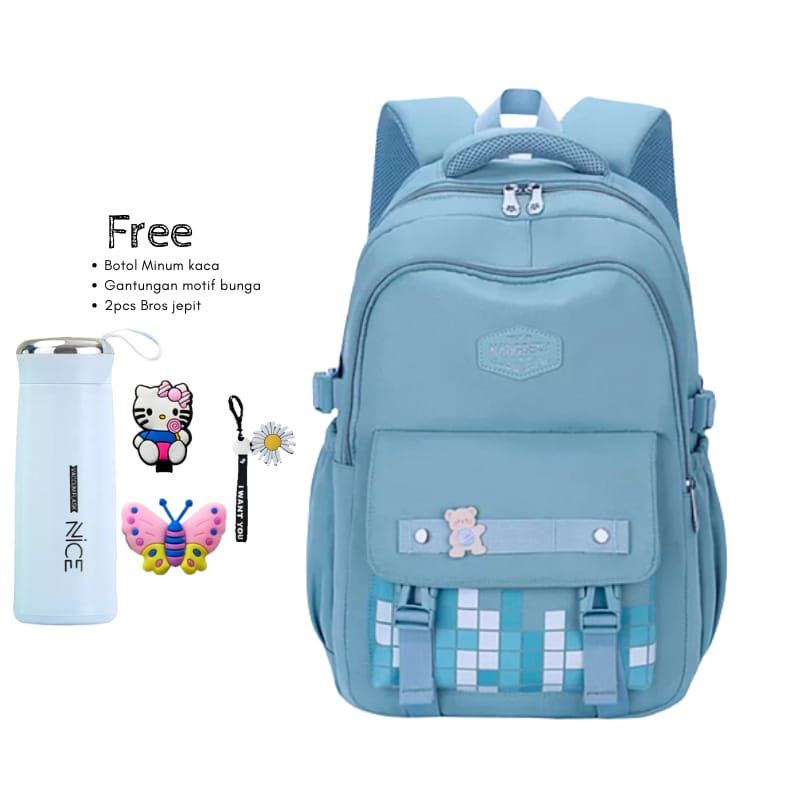 Tas Ransel Wanita Motif Catur Tas Ransel Anak Beseller Kapasitas Besar