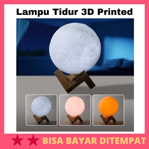 Lampu Tidur 3D Printed Moon Night Light Lamp 12 cm / Lampu Kamar Tidur Hias Cahaya Bulan Sunset 3D A