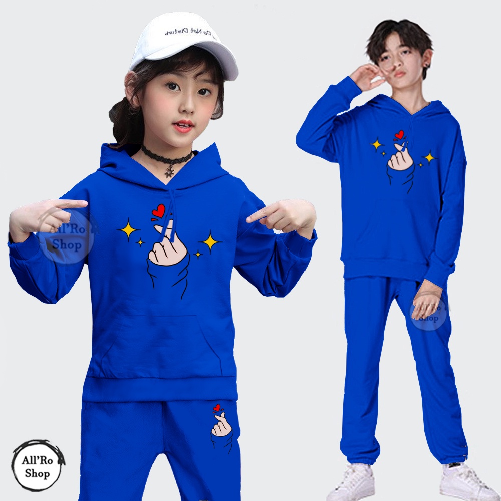 Setelan Olahraga Anak Remaja ABG Unisex Baju Olahraga Senam Jogging Lari Sepeda Lengan Panjang Celana Panjang Oneset Baju Training Topi Hoodie ARS 98