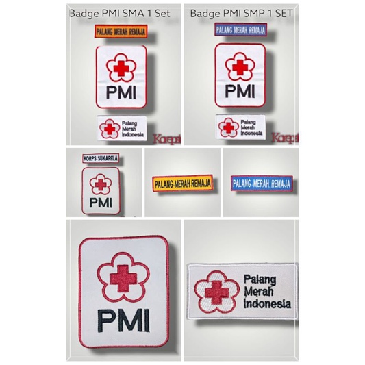 badge bordir PMI dan PMR bet PMR bet PMI bet Atribut PMI bet pdh bet seragam sekolah PMR