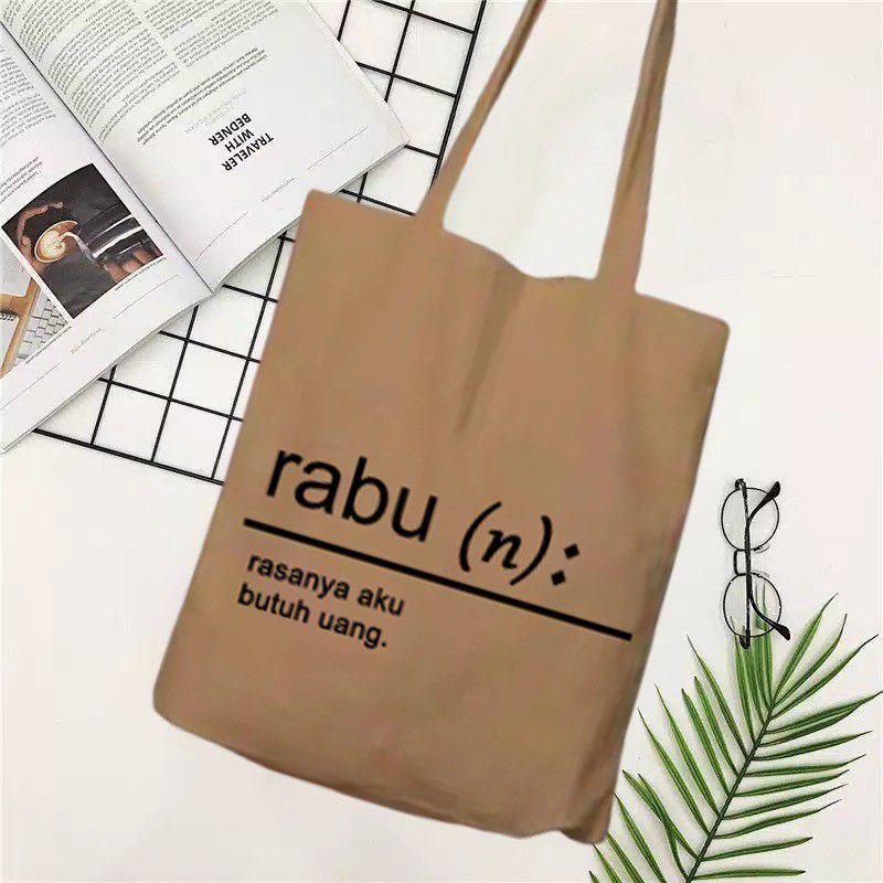 Tas Tote Bag Wanita Pakai Resleting MOTIF HARI BAHAN KANVAS