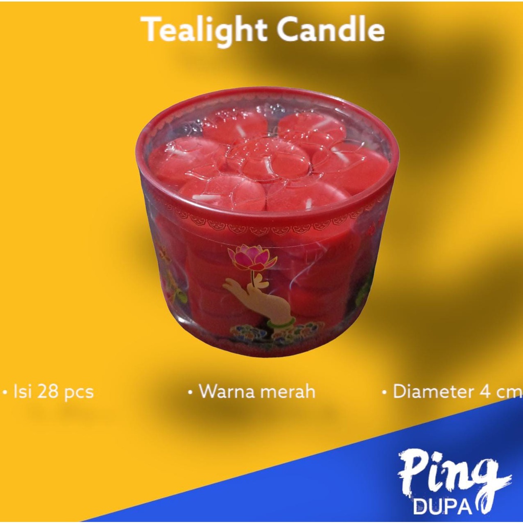 Lilin Tealight Candle Isi 28Pcs Warna Merah Kemasan Ekonomis