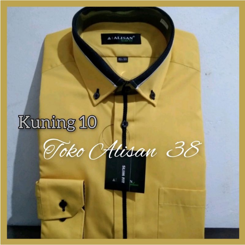 Alisan Slim Fit List Tengah Warna Kuning 10 Lengan Panjang