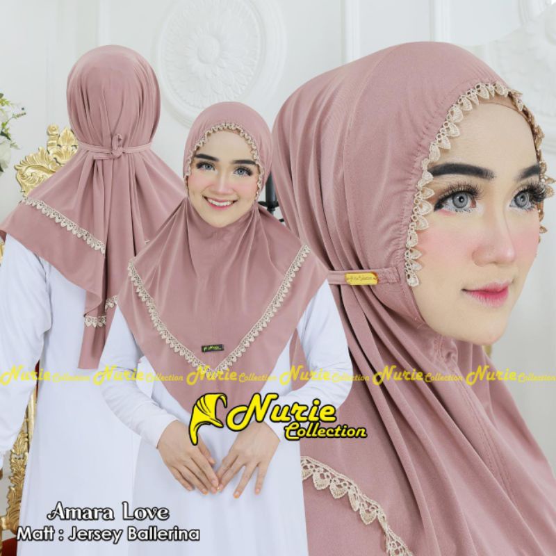 [ Ori Nurie] AMARA LOVE••hijab bergo renda rempel renda••hijab instan jersey bellerina