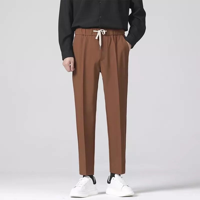 Celana Ankle Pants Pria Slim Fit Drawstring