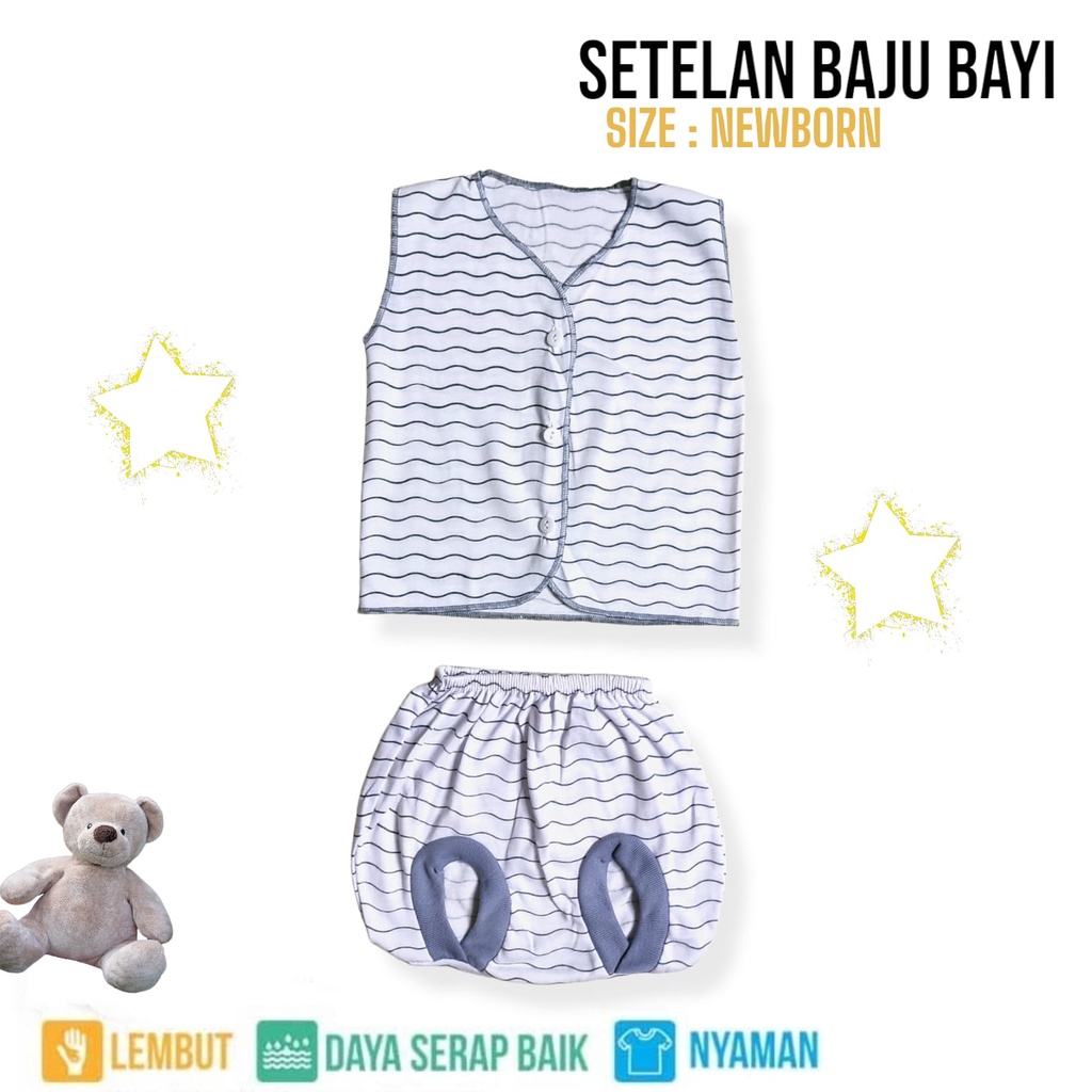 6 pcs / 3 Set Setelan Baju Bayi Baru Lahir Lengan Pendek Katun Halus Lembut SNI Baju Celana Paket Newborn Baby Perlengkapan Bayi Baru BOBOKO SERI ABU