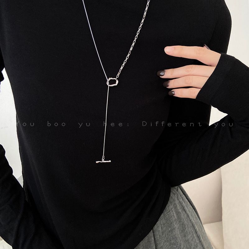 Baja titanium Suhao tidak pudar atau kalung gesper wanita dalam temperamen angin dingin rantai sweater panjang 2022 aksesoris trendi baru