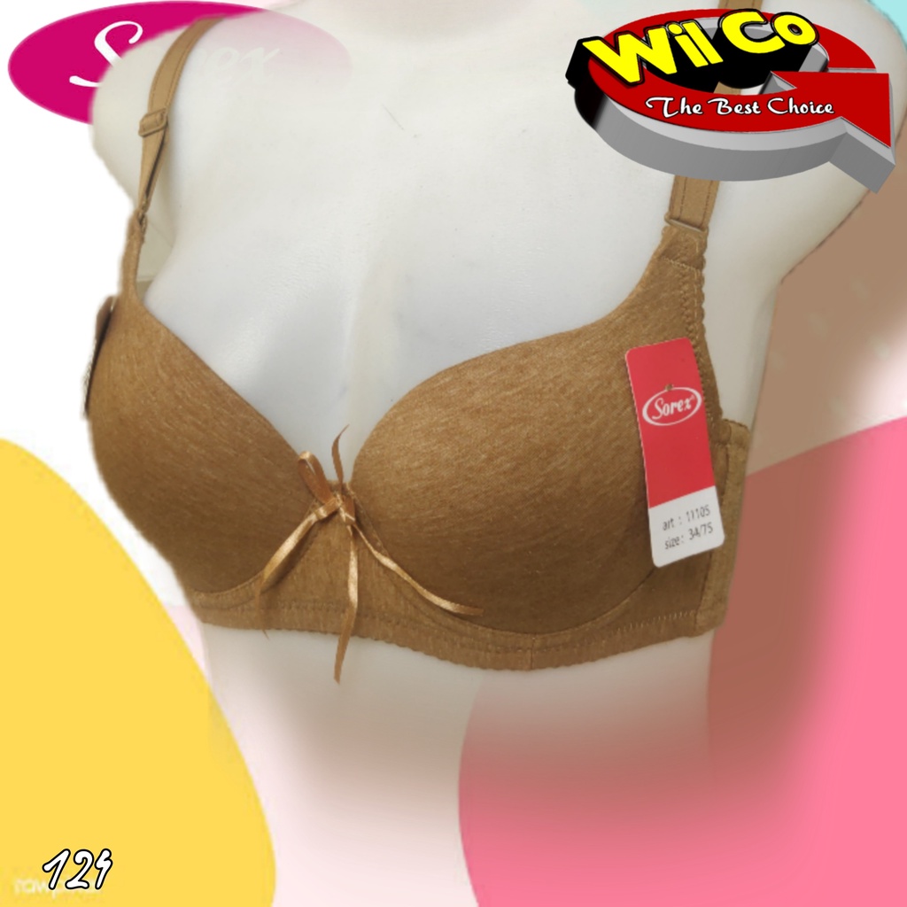 K124 - BRA/BH WANITA SOREX MELANGE BUSA TIPIS ADA KAWAT TIGA PENGAIT CUB B SIZE 34 - 40