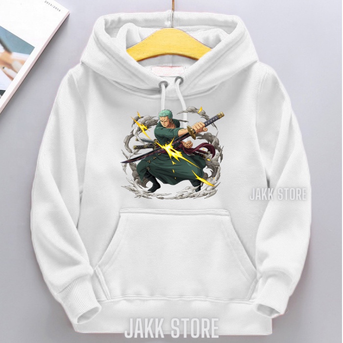 Sweater Hoodie Anak Laki Laki Perempuan RORONOA ZORO ONE PIECE KEREN /Switer Hodie Anak Usia 2-13 Tahun/Sweater Switer Anak Keren/Hoddie Hudie Anak Anak Terbaru