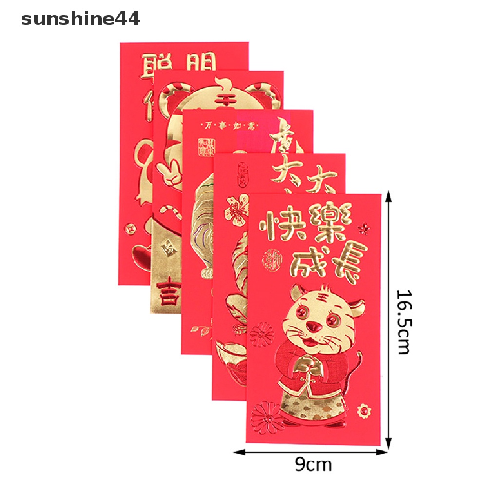 Sunshine 2022 Amplop Angpao Tahun Baru Cina / Imlek Gambar Harimau Warna Merah