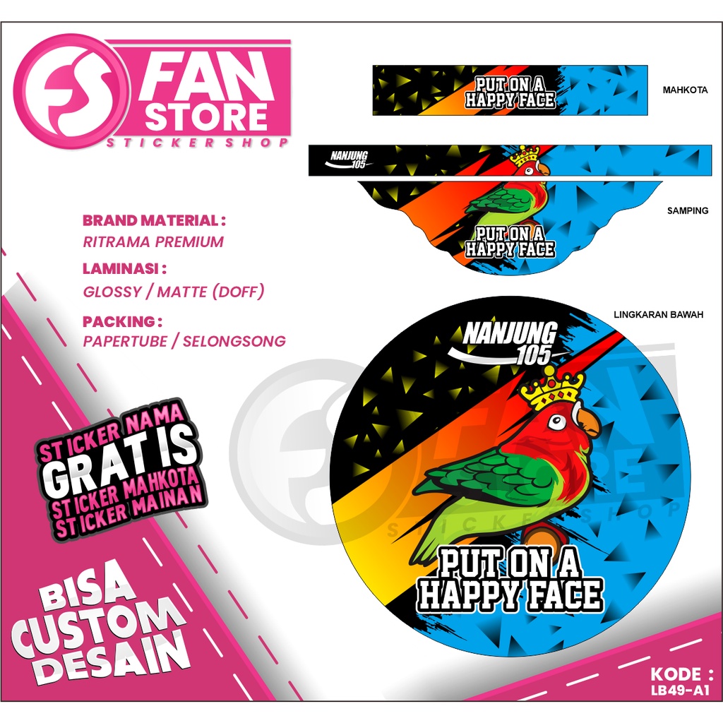 Stiker Sangkar Lovebird EBOD JAYA Decal Tebok Love Bird Universal