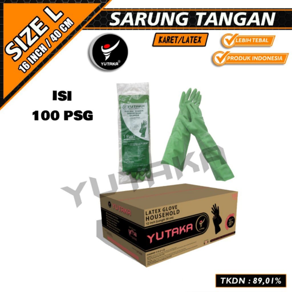 Sarung Tangan Karet 16 Inch isi 100 psg/cuci piring Sarung Tangan Karet 16 Inch isi 100 psg/ murah Sarung Tangan Karet 16 Inch isi 100 psg