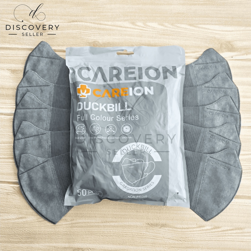 MASKER DUCKBILL CAREION FACEMASK WARNA ISI 50PC-DB SERIES GREY