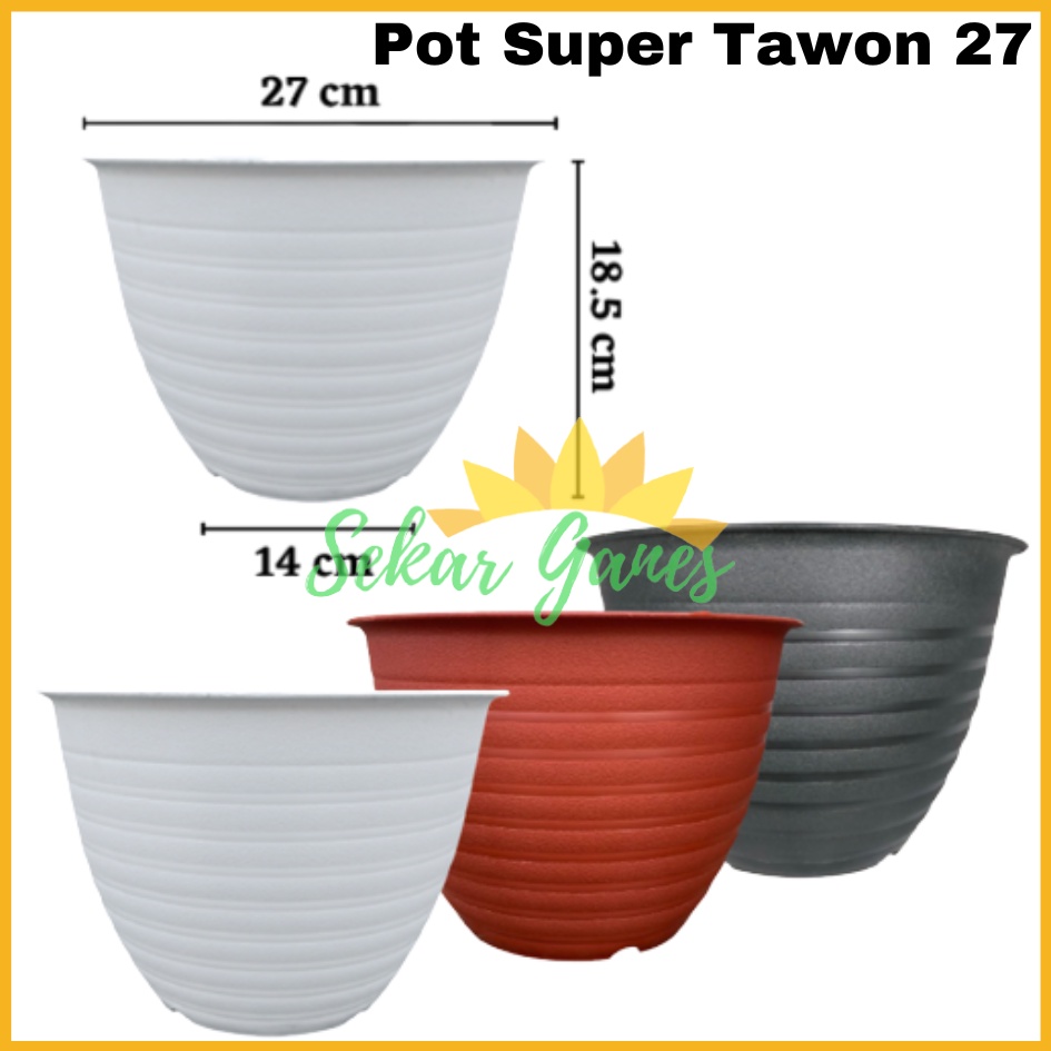 GARDEN OF LOVE - Pot Super Tawon 27 cm 27cm Putih Cokelat Hitam Coklat Termurah