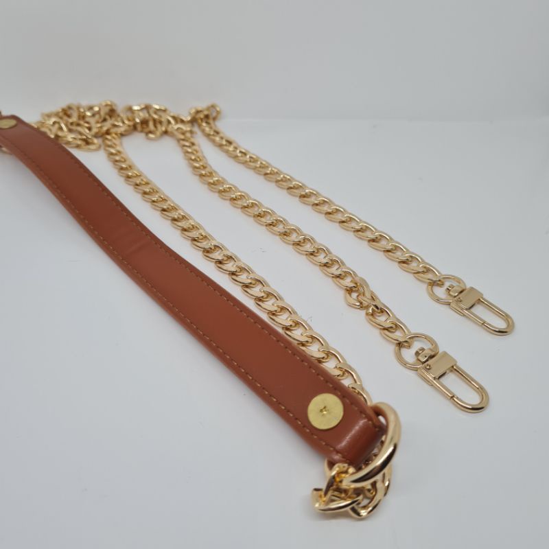 Aida Chain Leather bag strap / tali tas rantai mixed kulit / tali tas rantai/ tali tas kulit