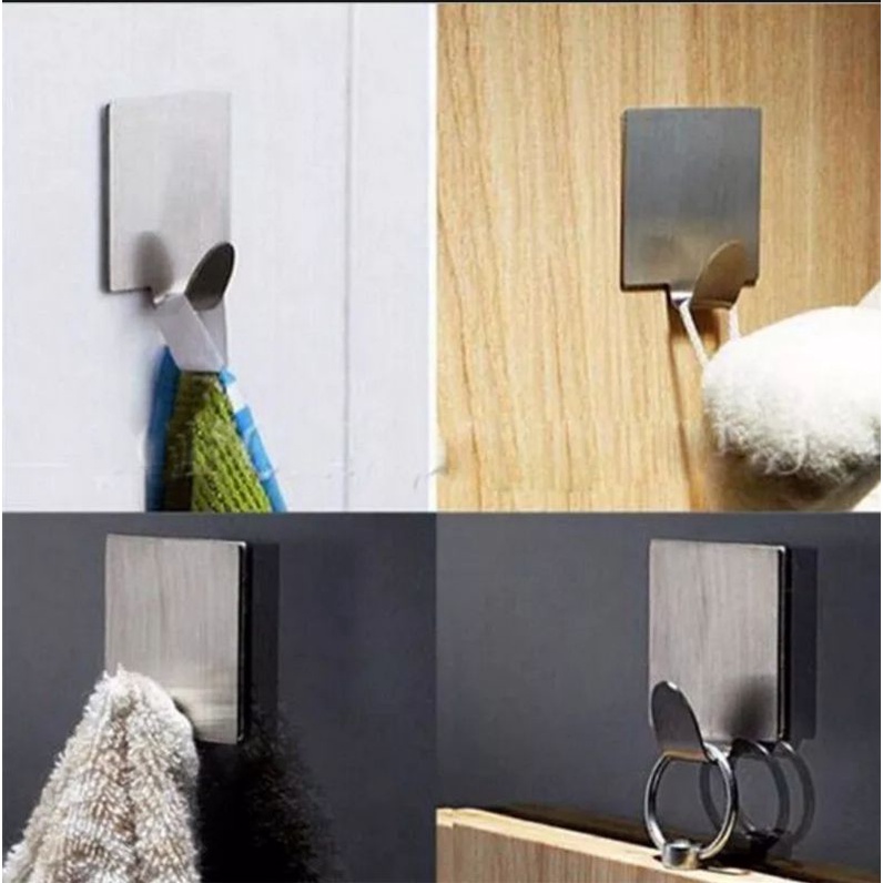 Gantungan Tempel Dinding Kait Stainless Anti Karat Serbaguna Powerful 1 Pc
