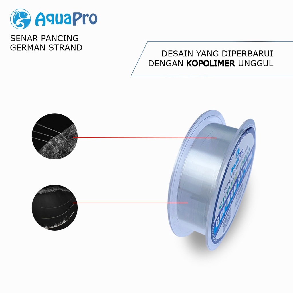 Aquapro Germany Super Fishing Line 100m Senar Pancing Invisible Bahan Nilon Tahan Lama Panjang