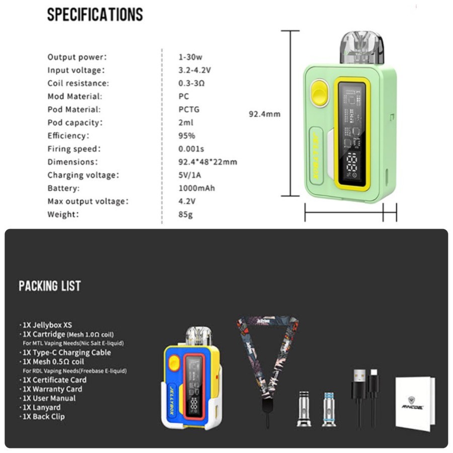 Rincoe Jellybox XS Pod Kit Authentic Pod By Rincoe