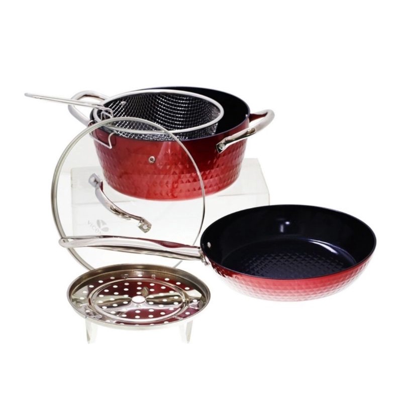 VICENZA Round Cookware set V5491-R 5Pcs - Red
