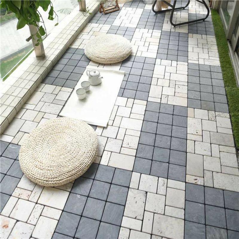 Ubin lantai taman teras mozaik bahan batu alam bisa bongkar pasang ukuran 30x30cm