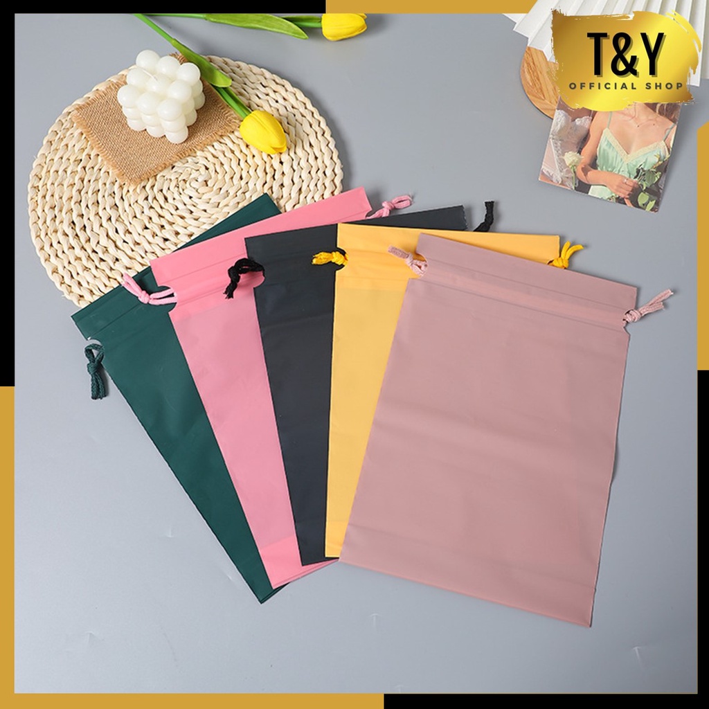 T&amp;Y Premium Drawstring Pouch Bag Tas Serut Tebal Packaging Makeup Kantong Travel Warna Pastel Sebaguna Bahan Tebal Organizer Bag Anti Air Tempat Penyimpanan Pakaian Make Up Pouch Serut Murah