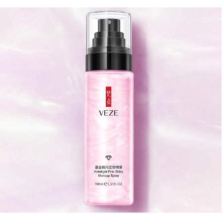 BPOM Veze Makeup Spray Ambilight Pink Shiny Kontrol Minyak Tahan Air 100ML  LS