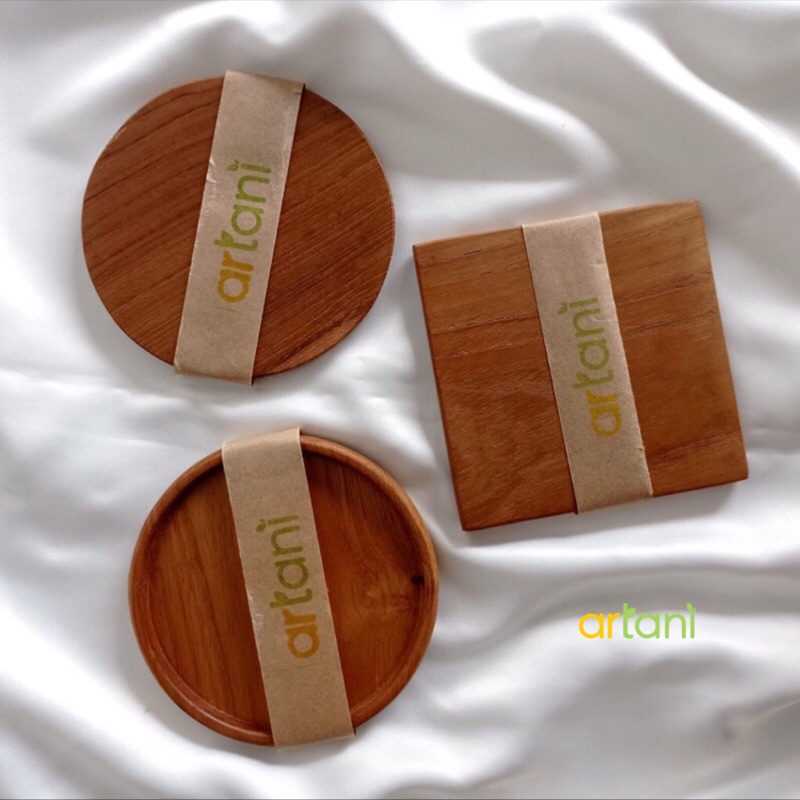 Jual Tatakan Gelas Kayu Jati Coaster Persegi Coaster Bundar Shopee Indonesia 6130