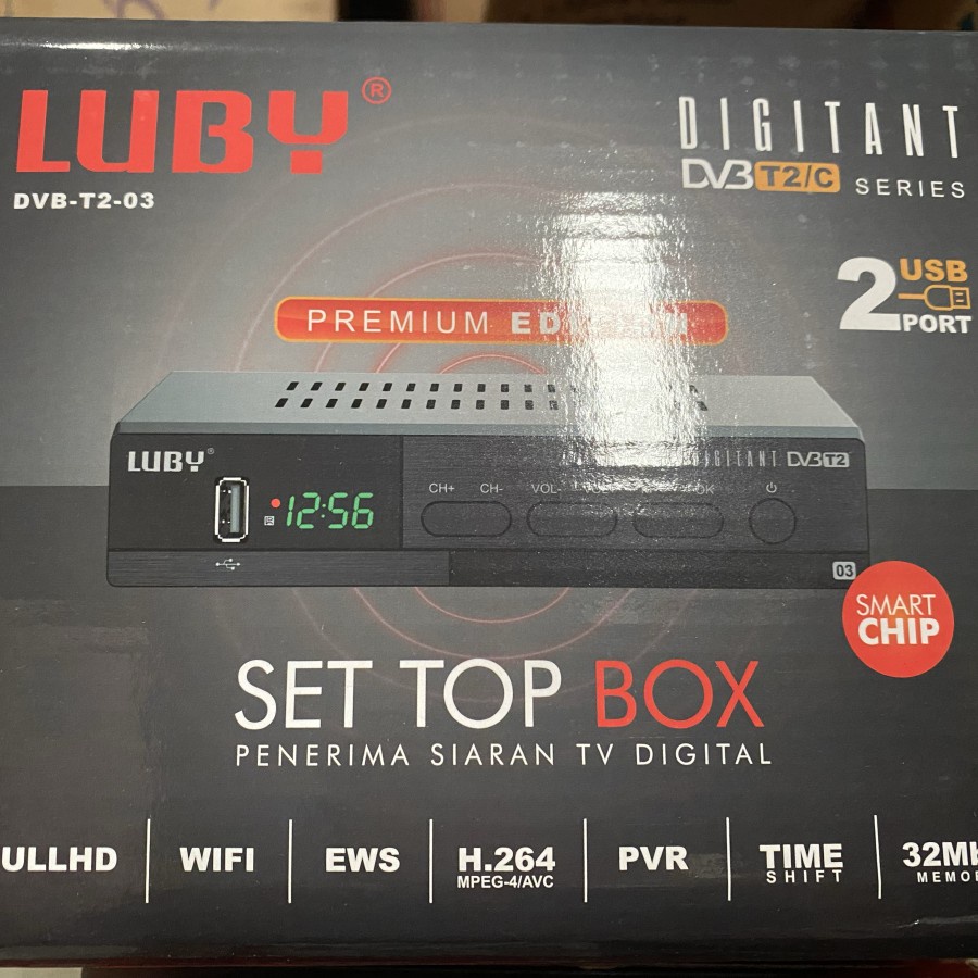 Luby T2-03 + HDMI + DONGLE Set Top Box Luby Merah Receiver TV STB Digital DVB T2-03